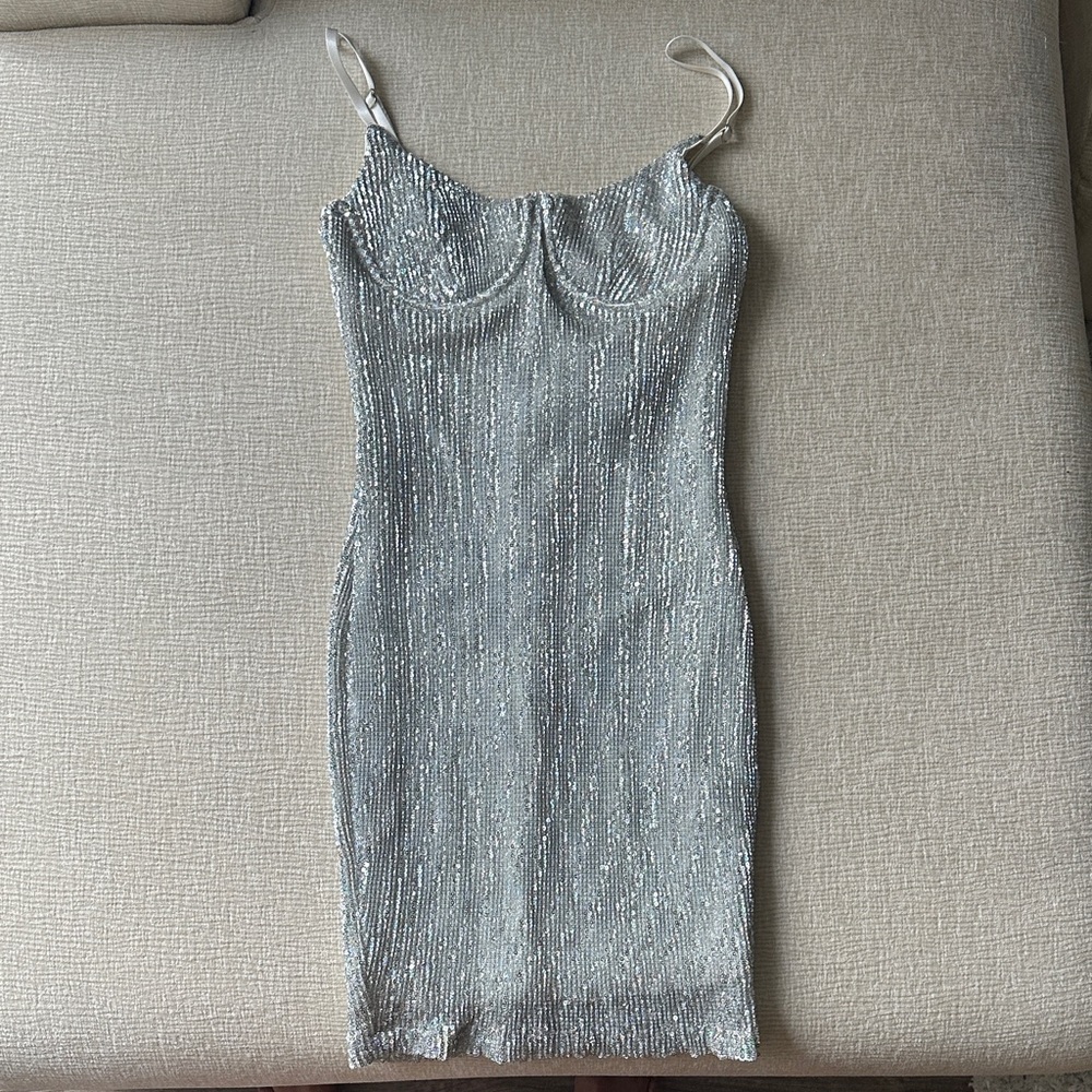 Elegant Silver Sequin Dress